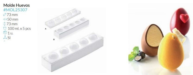 MOLDE SILICONA HUEVOS 3D 73X50 MM VOL 100 ML.
