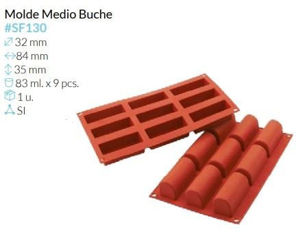 MOLDE SILICONA MEDIO BUCHE 84X32X35MM 83ML 9 PCS