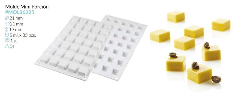 MOLDE SILICONA MICRO SQUARE 21X21X13 MM 5 ML 35 PCS