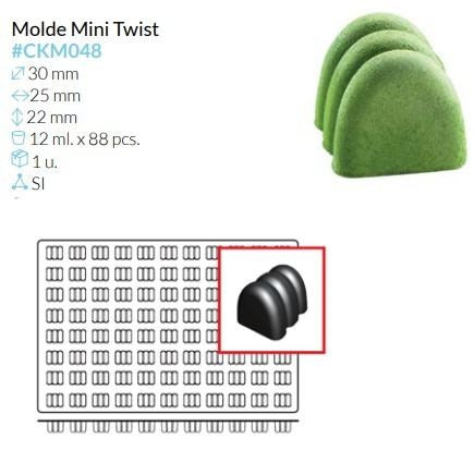 MOLDE SILICONA MINI TWIST 30x25X22MM 12ML 88 PCS