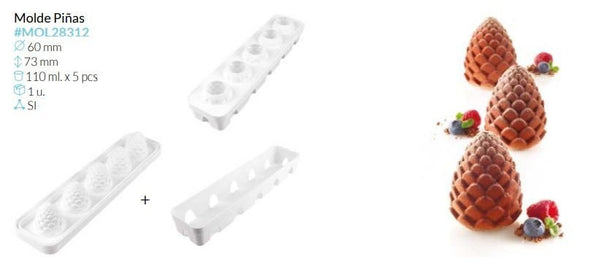 MOLDE SILICONA PIÑA Ø 60 MM ALTO 73 MM 110 ML 5 PCS