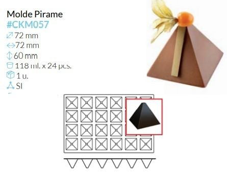 MOLDE SILICONA PIRAME 72X72X60MM 118ML 24 PCS