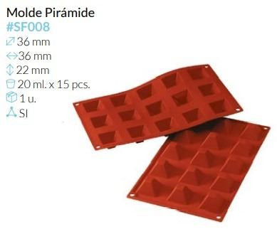MOLDE SILICONA PIRAMIDE 36X36X22MM 20ML 15 PCS