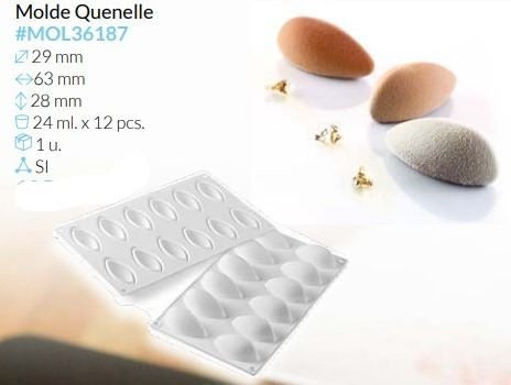 MOLDE SILICONA QUENELLE 63X29X28 MM VOL 24 ML