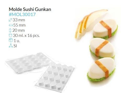 MOLDE SILICONA SUSHI GUNKAN 55X33X20 MM VOL 30 ML
