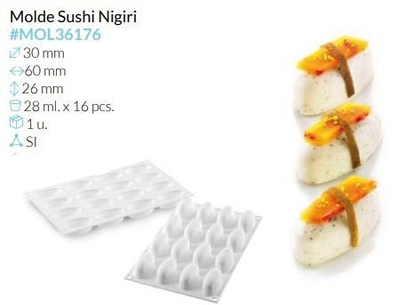 MOLDE SILICONA SUSHI NIGIRI 60X30X26 MM VOL 28 ML