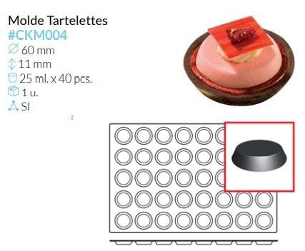 MOLDE SILICONA TARTELLETTES Ø 60MM ALTO 11MM  25ML 40 PCS