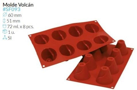 MOLDE SILICONA VOLCAN Ø 58MM ALTO 52MM 72ML 8 PCS
