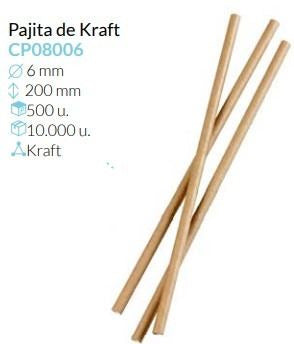 Pajita De Kraft 200 Ø 6 Mm Pack 500 Unid