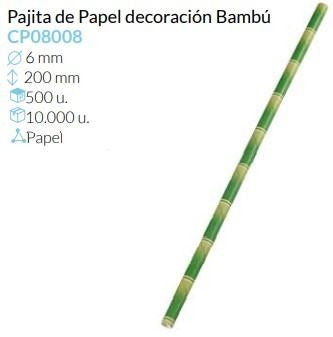 Pajita De Papel Bambú 200 Ø 6 Mm Pack 500 Unid