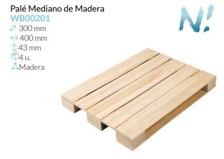 Pale Mediano De Madera 400X300X43 Mm  Caja 4 un.