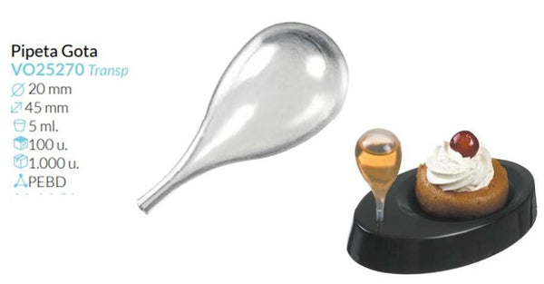 Pipeta Gota Transparente Ø 20 Mm Largo 45 Mm 5 Ml Pack 100 Unid