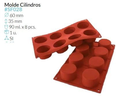 PLACA SILICONA CILINDROS Ø 60X25 MM 8 MOLDES