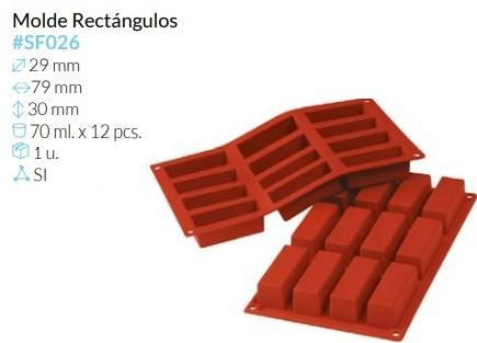 PLACA SILICONA PASTELES 29,5X17,5 CM 12 MOLDES