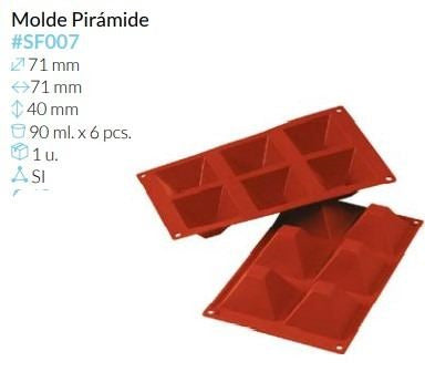 PLACA SILICONA PIRAMIDE 29,5X17,5 CM 6 MOLDES
