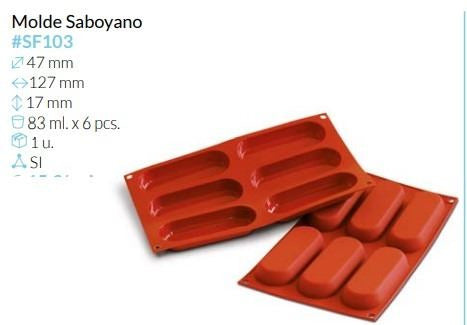 PLACA SILICONA SABOYANO 12,75x4,7 CM ALTO 1,7 CM 6 MOLDES