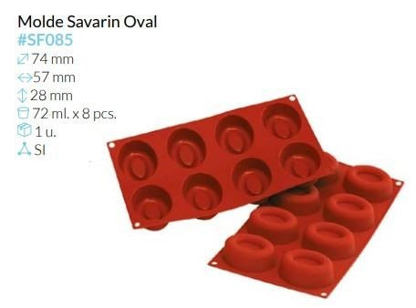 PLACA SILICONA SAVARIN OVAL GRANDE 29,5x17,5 CM 8 MOLDES