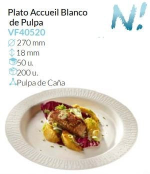 Plato Accueil Blanco De Pulpa Ø 270 Alto 18 Mm Pack 50 Un.