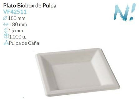 Plato Biobox De Pulpa 180X180X15 Mm Caja 1000 un.