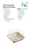 Plato Con Tapa Kanopée Blanco De Pulpa 100X100X20 Mm   200un.