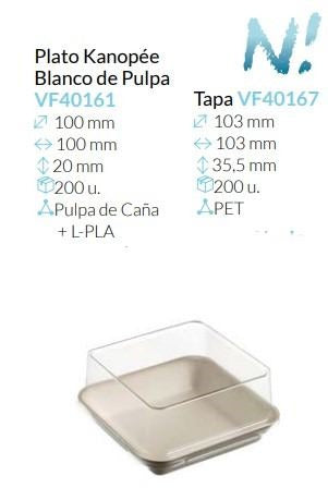 Plato Con Tapa Kanopée Blanco De Pulpa 100X100X20 Mm   200un.