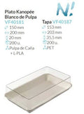 Plato Con Tapa Kanopée Blanco De Pulpa 200X150X20 Mm   200un.