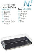 Plato Con Tapa Kanopée Negro De Pulpa 200X100X20 Mm   200un.
