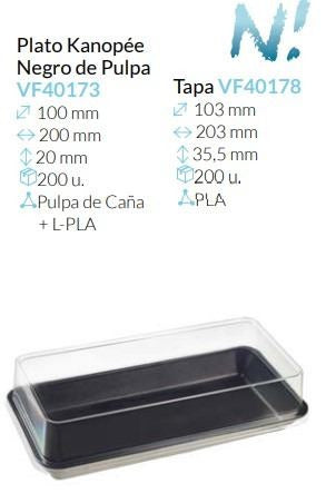 Plato Con Tapa Kanopée Negro De Pulpa 200X100X20 Mm   200un.