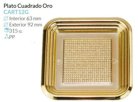 Plato Cuadrado Oro Ext.90 Int.63 Mm Caja 315 Unid
