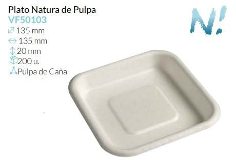 Plato Natural De Pulpa 135X135X20Xmm Caja 200 un.