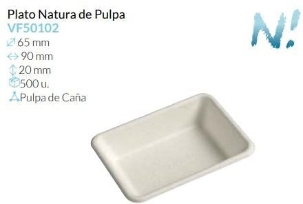 Plato Natural De Pulpa 90X65X20Xmm Caja 500 un.