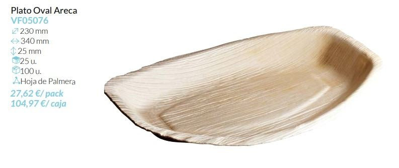 Plato Oval Areca 230X240X25 Mm Hoja De Palmera Pack 25 Un.