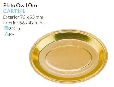 Plato Oval Oro Ext.77X58 Int.58X42 Mm Caja 240 Unid