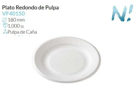 Plato Redondo De Pulpa Ø 180 Mm Caja 1000 un.