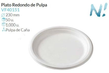 Plato Redondo De Pulpa Ø 230 Mm Pack 50 Un.