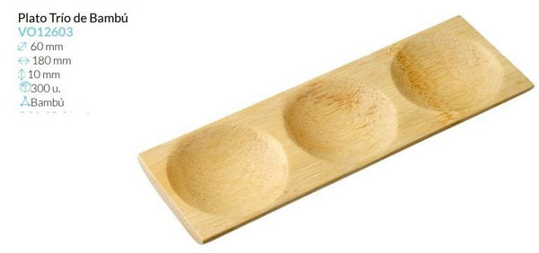 Plato Trio De Bambu 180X60X10 Mm  Caja 300 un.
