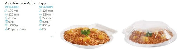 Plato Vieira Blanco 125X120X20 Mm Pack 50 Un.