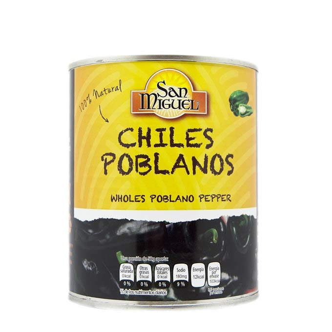 Chiles Poblanos Enteros Frasco 780 Gr.