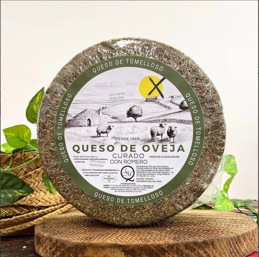 Queso Manchego Semicurado de Oveja al Romero 3kg - Tomelloso