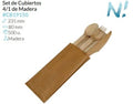Set Cubiertos De Madera 4/1 235X80 Mm Caja 50 Unidades