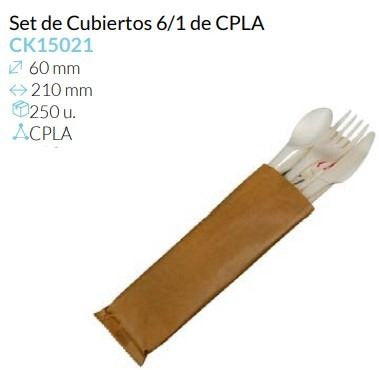 Set De Cubiertos 6/1 Cpla 210X60 Mm Caja 50 Unidades