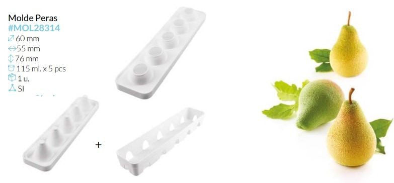 SET MOLDE PERA & FICO 60X55 MM ALTO 76 5 PCS