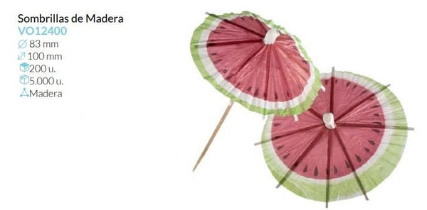Sombrilla De Madera Y Papel Ø 6 140 Mm Pack 200 Unid