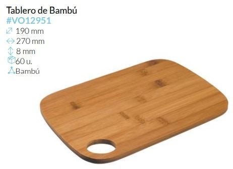 Tablero Bambu 270 X190 Mm Caja 60 un.