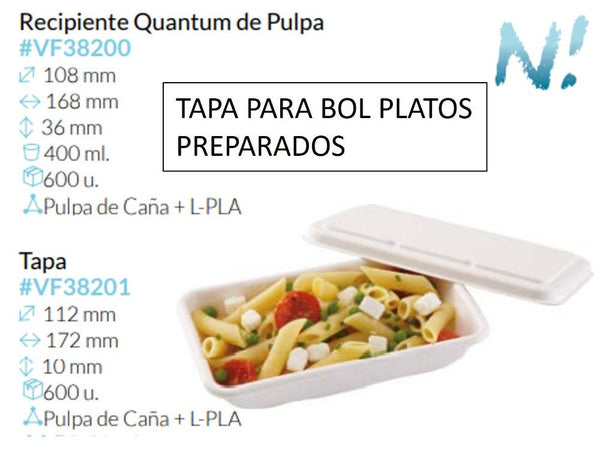 Tapa Para Bandeja Quantum 172X112X10 Mm Caja 600 Unidades