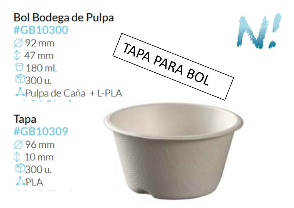 Tapa Para Bol Ø 96 Alto 10 Mm Tte. Pla Reciclable Caja 300 Unidades