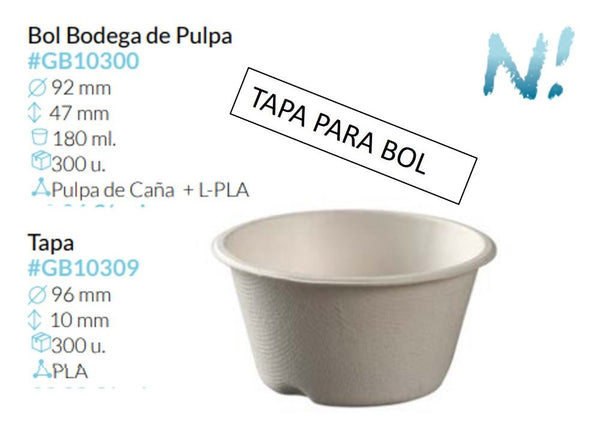 Tapa Para Bol Ø 96 Alto 10 Mm Tte. Pla Reciclable Caja 300 Unidades