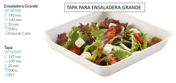 Tapa Pet Para Ensaladera Grande  192X192X35 Mm Caja 500 Unidades