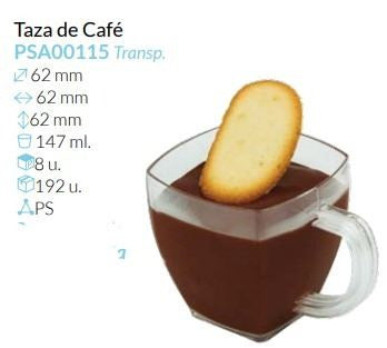 Taza De Café Tte. 62X62X62 Mm 147 Ml Pack 8 Unidades
