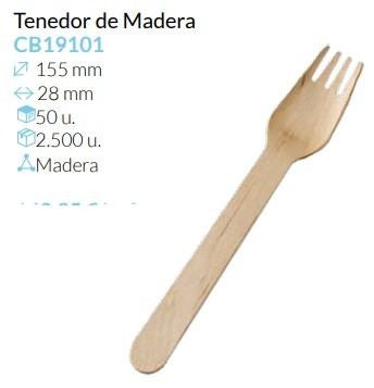 Tenedor De Madera 155X28 Mm Pack 50 Unidades
